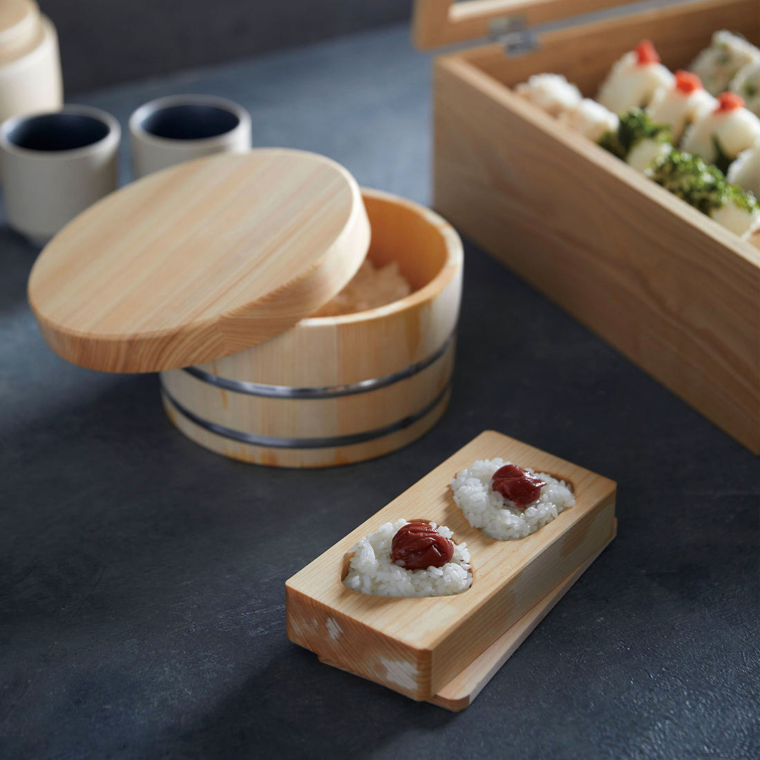 YAMACO Hinoki Onigiri Mold – 3-Cavity Japanese Rice Ball Maker