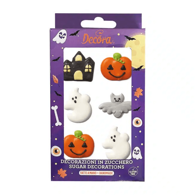 Halloween Fantasy Sugar Decorations – Handmade, 6 pcs