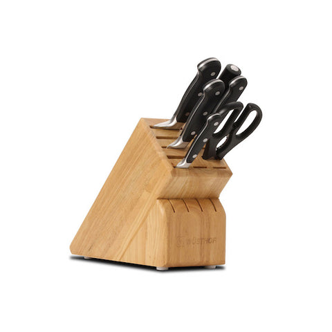 WUSTHOF Classic Natural Beech Knife Block with 6 Classic Pieces