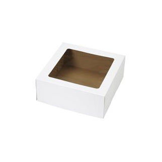 8" White Paper Cake Box with Window, per box - Gusta Supplies