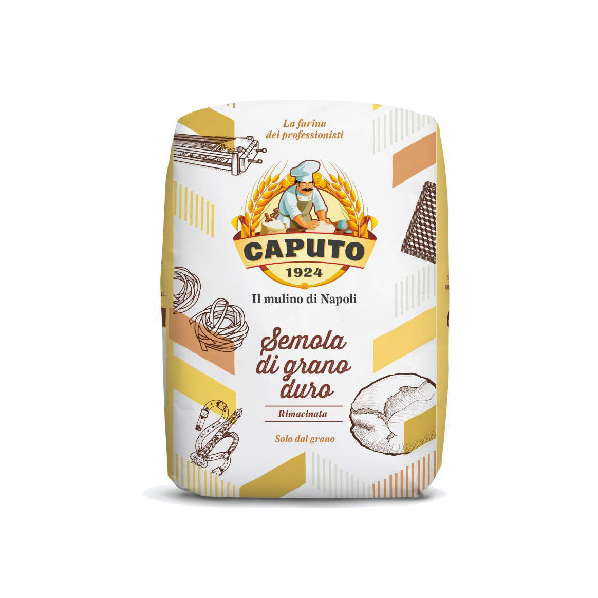 CAPUTO Semola Rimacinata, Double Milled Durum Wheat Semolina Flour, 1kg