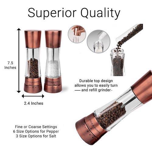 COLE & MASON Derwent Copper Salt & Pepper Mill Gift Set