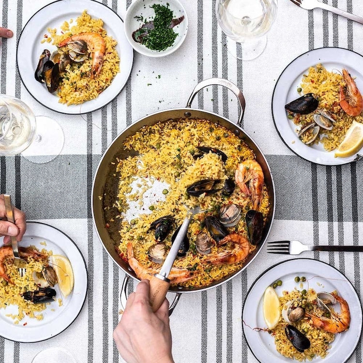 DE BUYER Mineral B Paella Pan with 2 Riveted S/S Handles