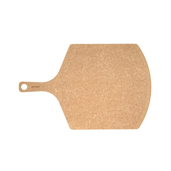 A beige, solid-patterned Epicurean Pizza Peel designed for transferring pizzas to and from an oven.