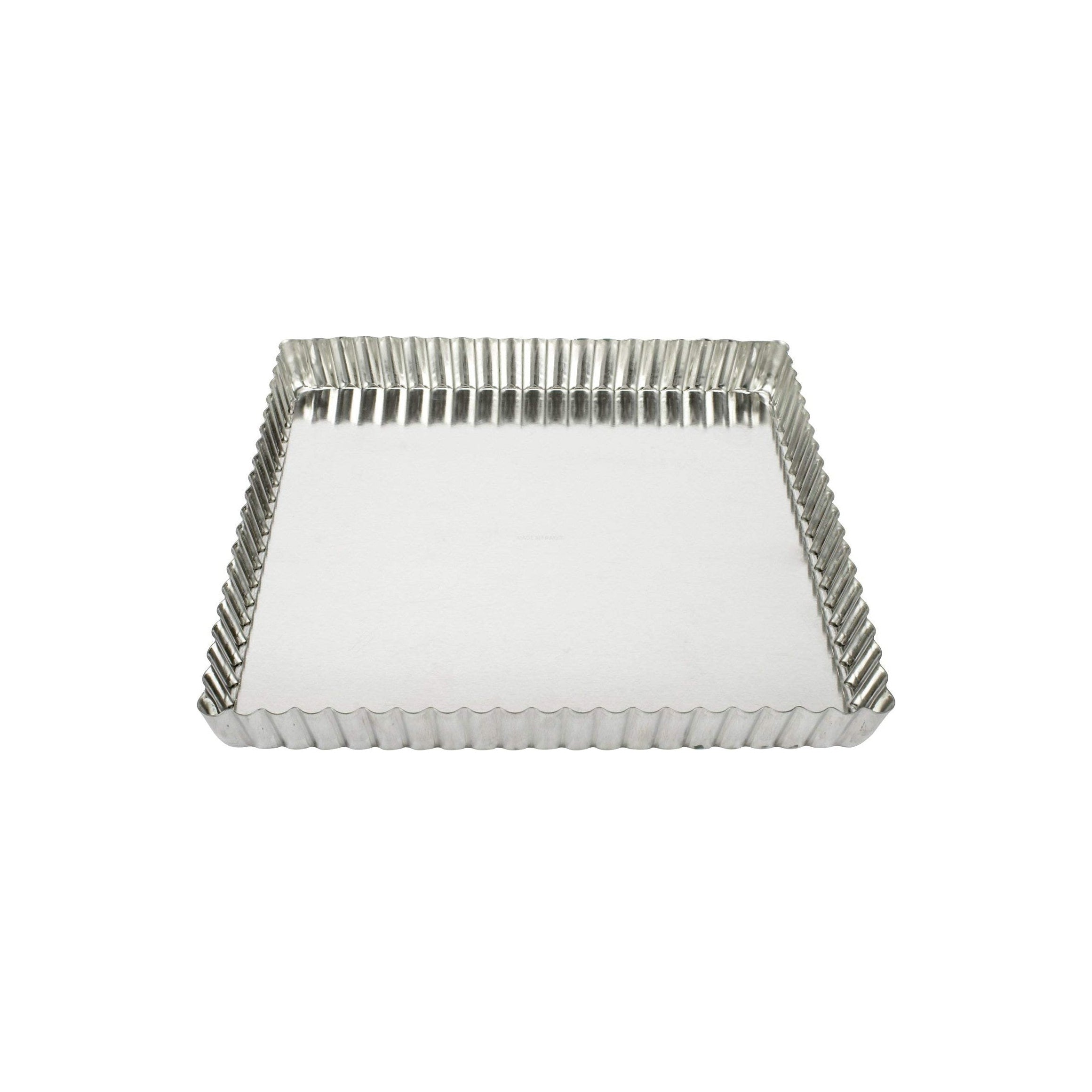 GOBEL Tin Fluted Square Tart/Quiche Mould with Removable Bottom, 9