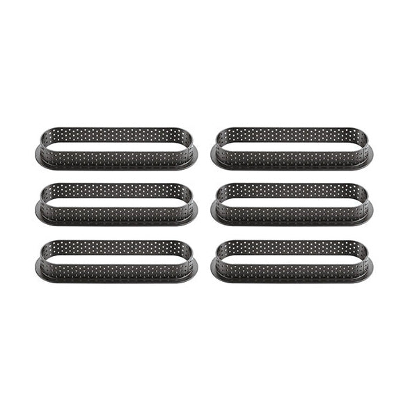 SILIKOMART Perforated Non-Stick Oblong Tart Rings (Set of 6)