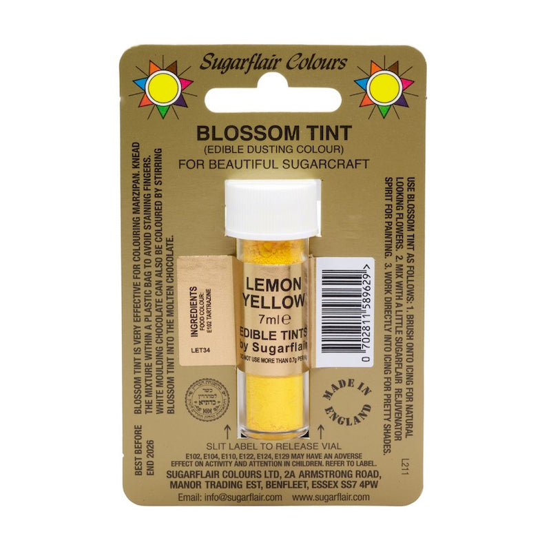SUGARFLAIR Lemon Yellow Edible Blossom Tint Dusting Colours, 7ml