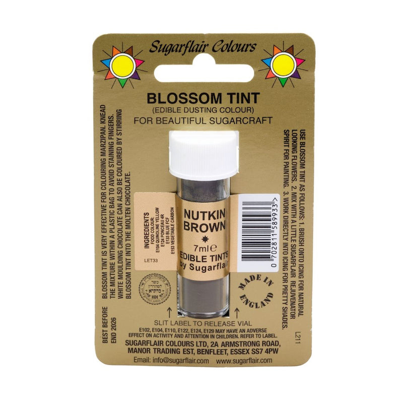 SUGARFLAIR Nutkin Brown Edible Blossom Tint Dusting Colours, 7ml