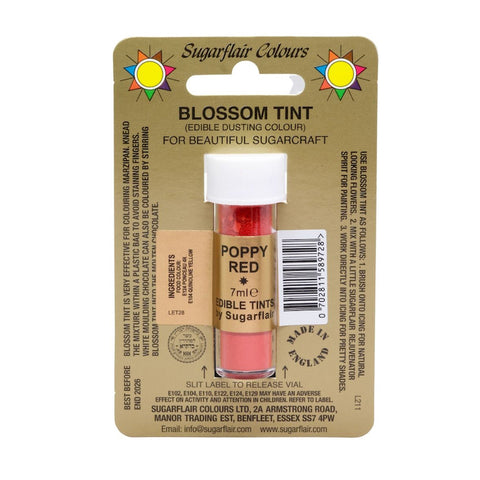 SUGARFLAIR Poppy Red Edible Blossom Tint Dusting Colours, 7ml