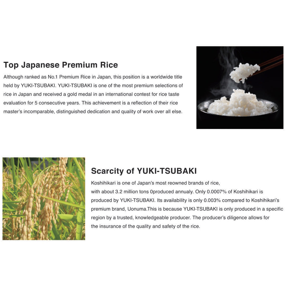 YUKI TSUBAKI Koshi Hikari, Rare Premium Japanese White Rice, 5kg